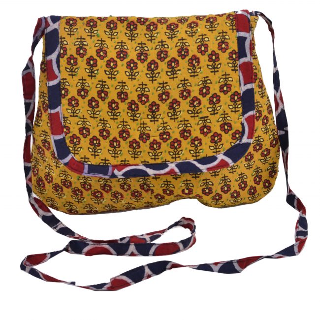 Handmade Yellow Cotton Sling Bag