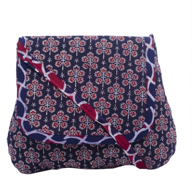 Handmade Cotton Medium Size Black Sling Bag