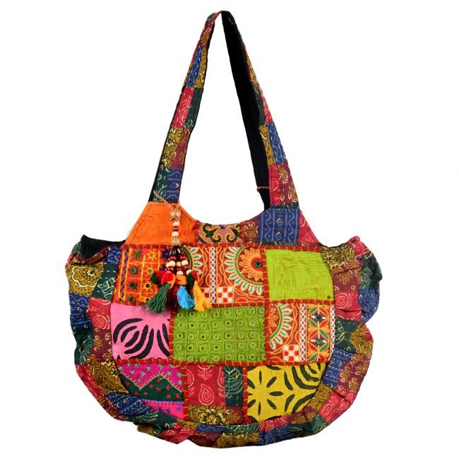 Cotton Pink & Green Banjara Shoulder Bag