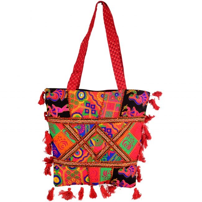 Cotton Pink & Red Banjara Shoulder Bag
