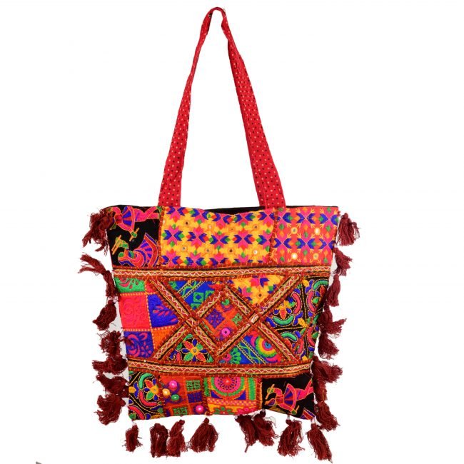 Cotton Orange & maroon Banjara Shoulder Bag