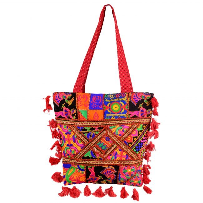 Cotton Red & orange Banjara Shoulder Bag