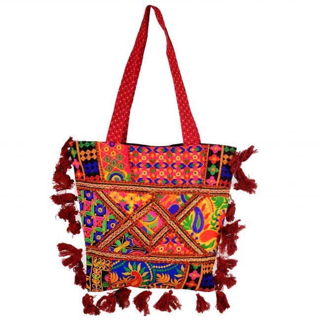 Cotton Orange & maroon Banjara Shoulder Bag