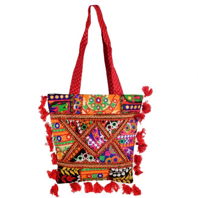 Cotton Orange & maroon Banjara Shoulder Bag