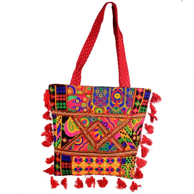Cotton Orange & maroon Banjara Shoulder Bag