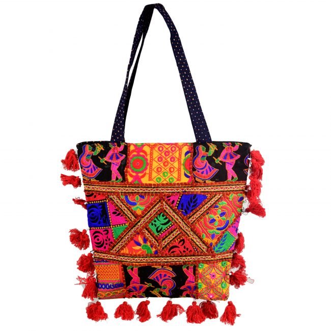Cotton Orange & black Banjara Shoulder Bag