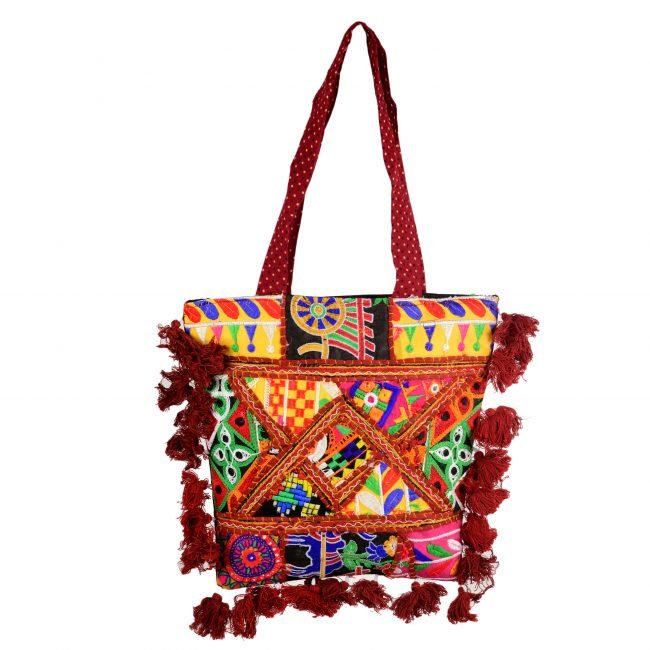 Cotton Yellow & marron Banjara Shoulder Bag
