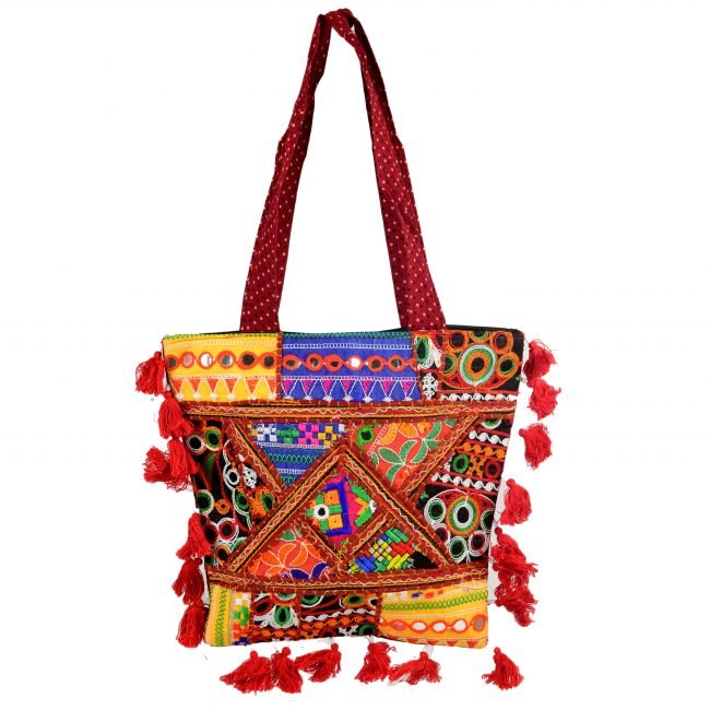 Cotton Orange & maroon Banjara Shoulder Bag