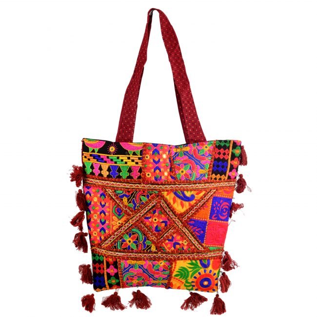 Cotton Orange & maroon Banjara Shoulder Bag