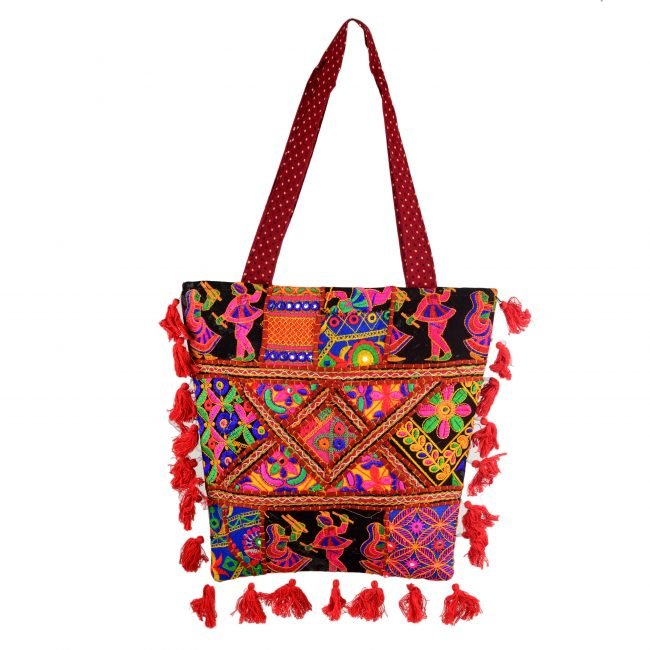 Cotton Red & black Banjara Shoulder Bag