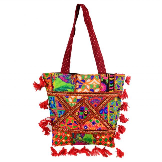 Cotton Orange & maroon Banjara Shoulder Bag
