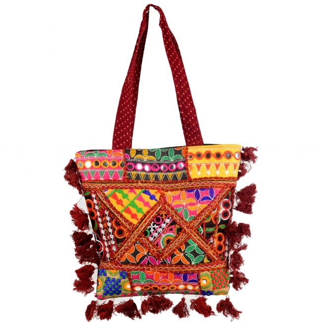 Cotton Yellow & marron Banjara Shoulder Bag