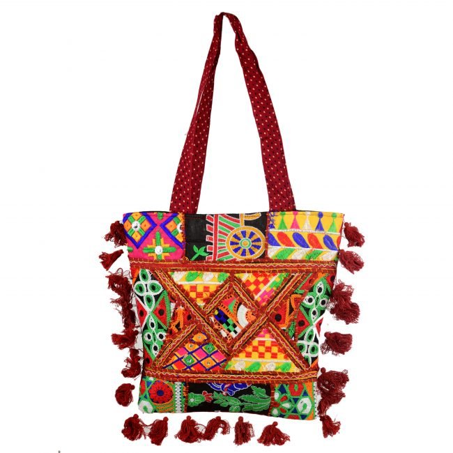 Cotton Yellow & marron Banjara Shoulder Bag