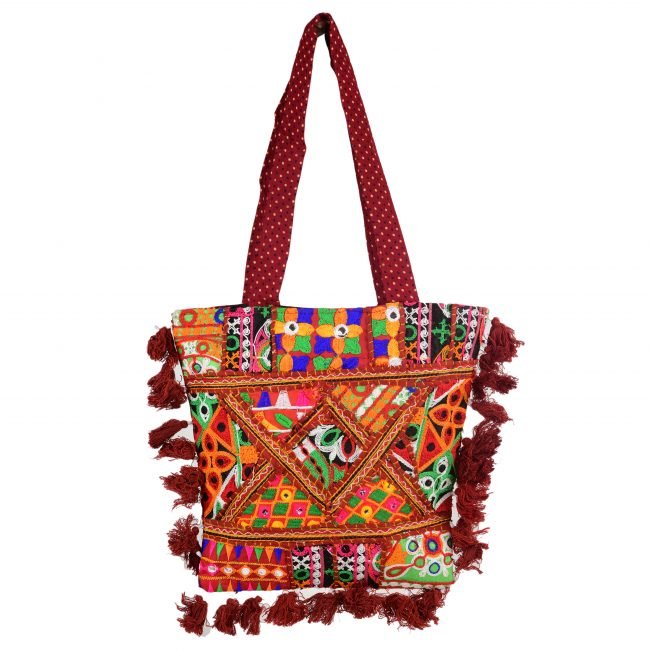 Cotton Orange & maroon Banjara Shoulder Bag