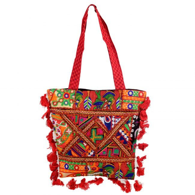Cotton Orange & maroon Banjara Shoulder Bag