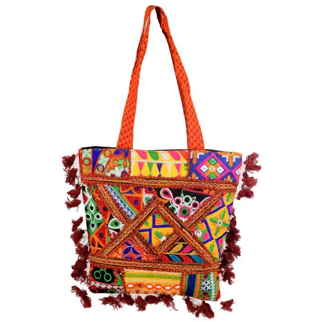 Cotton Orange & maroon Banjara Shoulder Bag