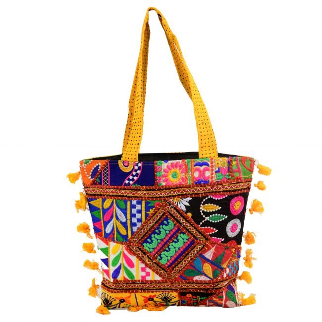 Cotton Yellow & marron Banjara Shoulder Bag