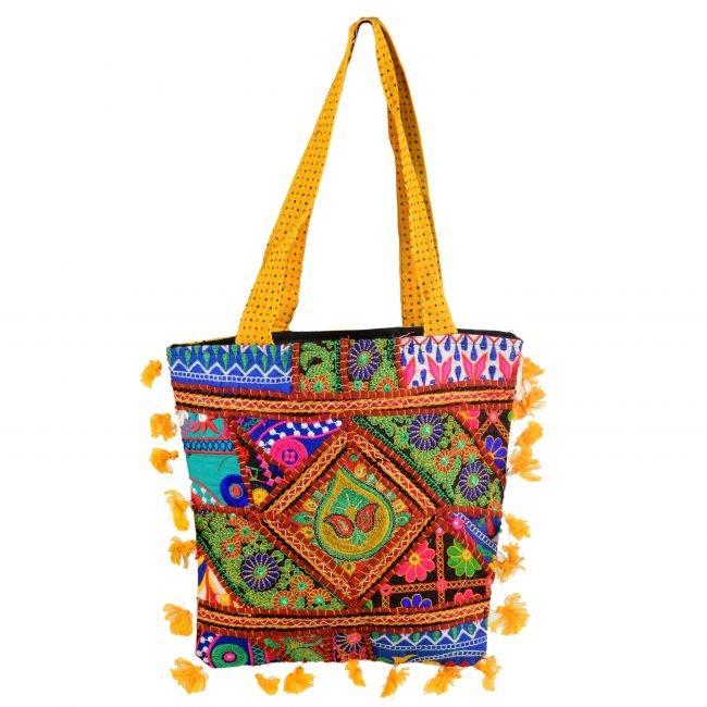 Cotton Yellow& Green Banjara Shoulder Bag