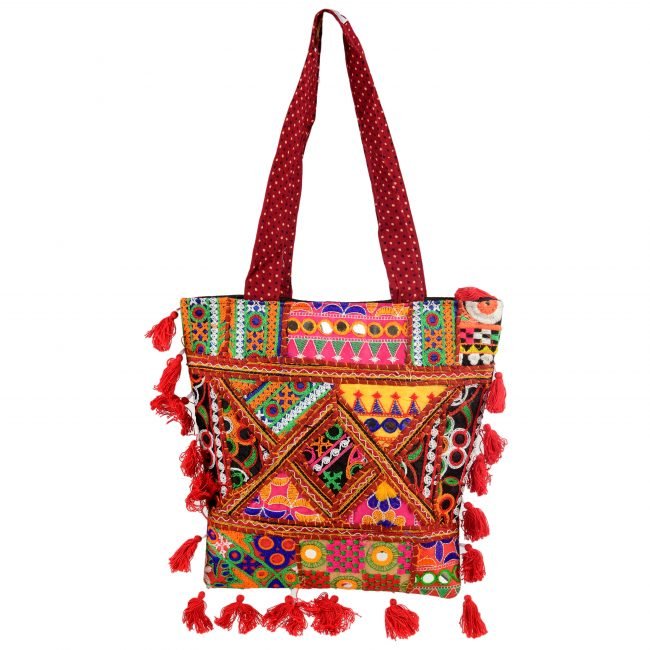 Cotton Orange & maroon Banjara Shoulder Bag