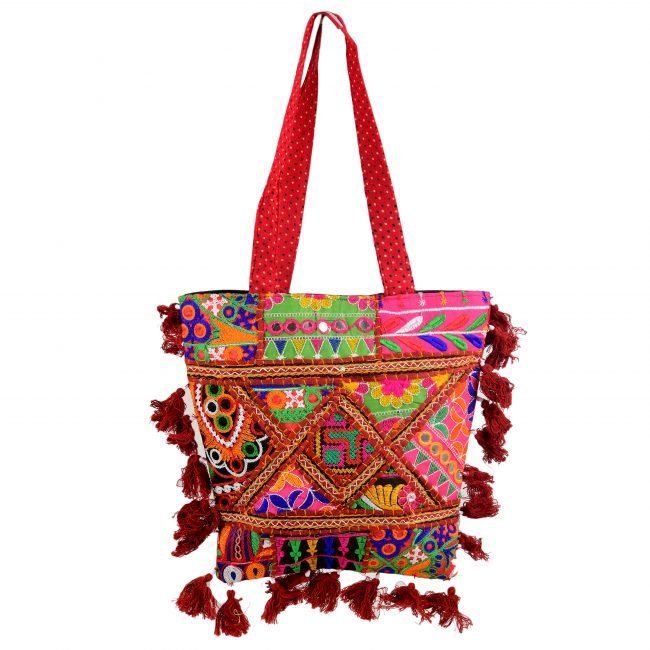 Cotton Orange & maroon Banjara Shoulder Bag