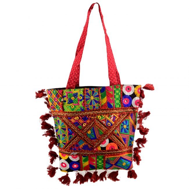 Cotton Maroon & green Banjara Shoulder Bag