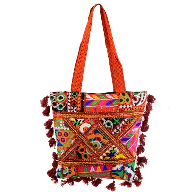 Cotton Orange & maroon Banjara Shoulder Bag