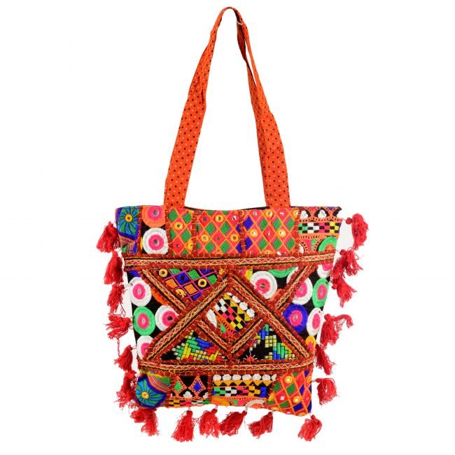 Cotton Orange & maroon Banjara Shoulder Bag