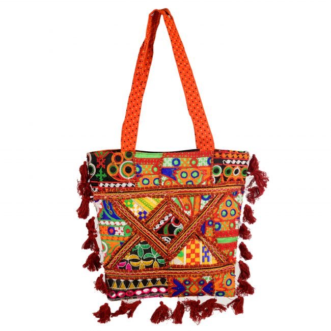 Cotton Orange & maroon Banjara Shoulder Bag