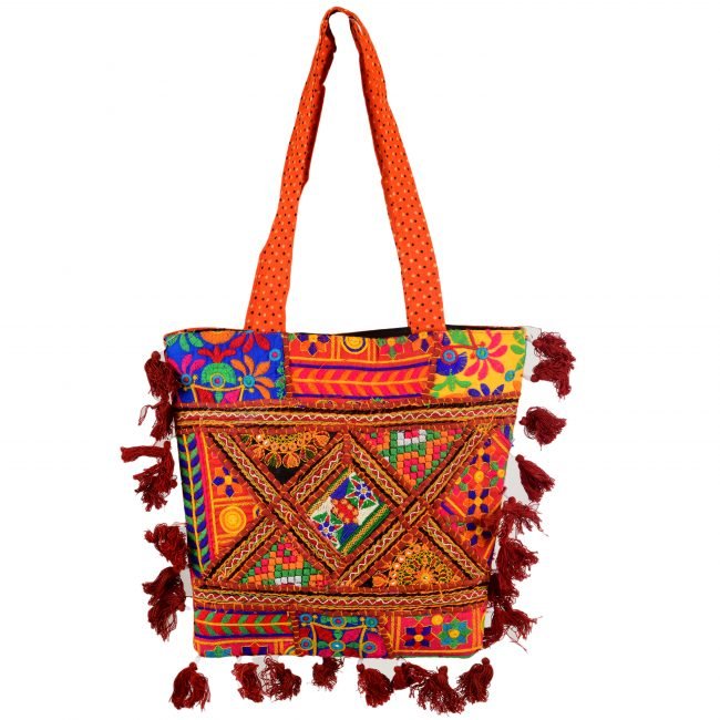 Cotton Orange & maroon Banjara Shoulder Bag