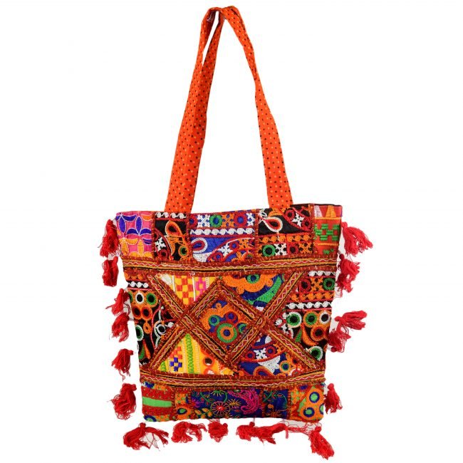 Cotton Orange & maroon Banjara Shoulder Bag