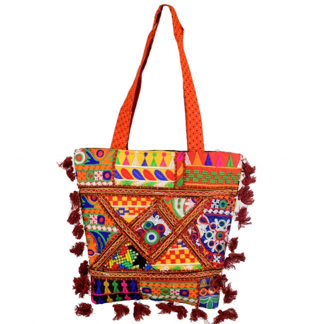 Cotton Orange & maroon Banjara Shoulder Bag