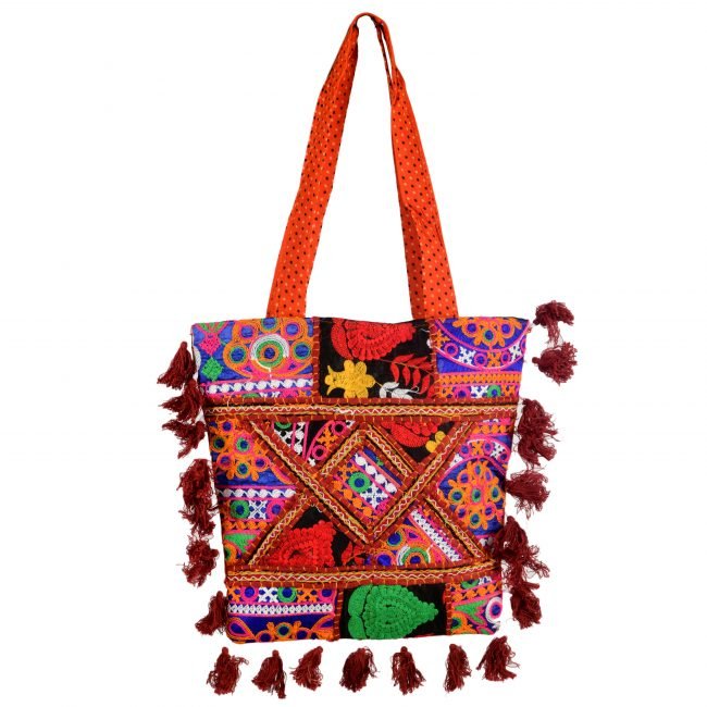 Cotton Orange & maroon Banjara Shoulder Bag