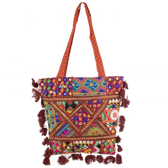 Cotton Orange & maroon Banjara Shoulder Bag