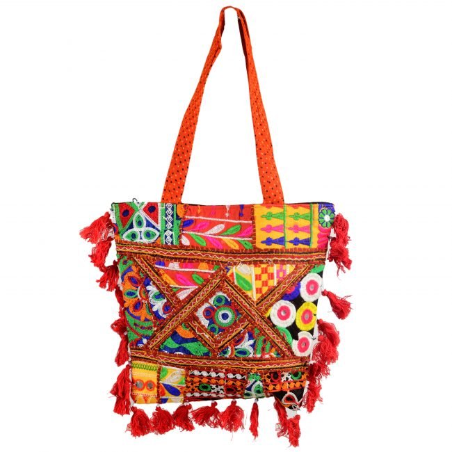 Cotton Orange & maroon Banjara Shoulder Bag