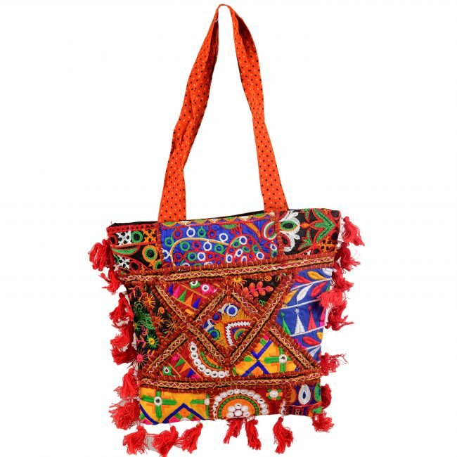 Cotton Orange & maroon Banjara Shoulder Bag