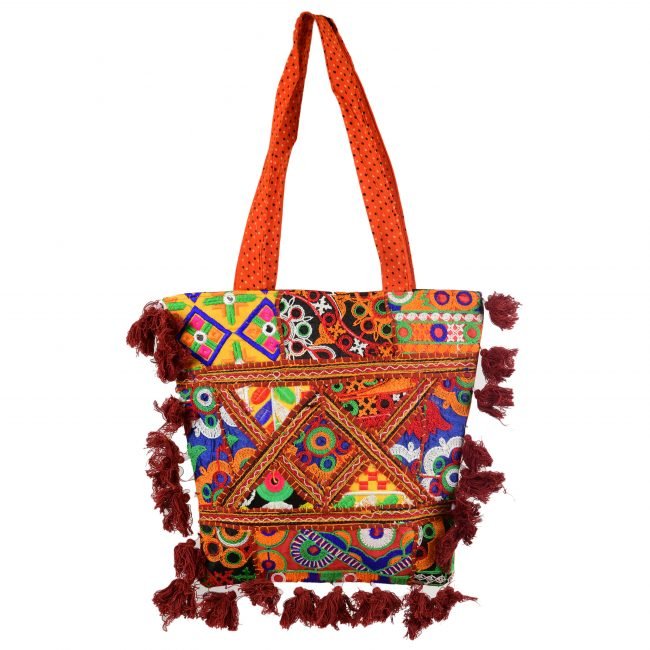 Cotton Orange & maroon Banjara Shoulder Bag