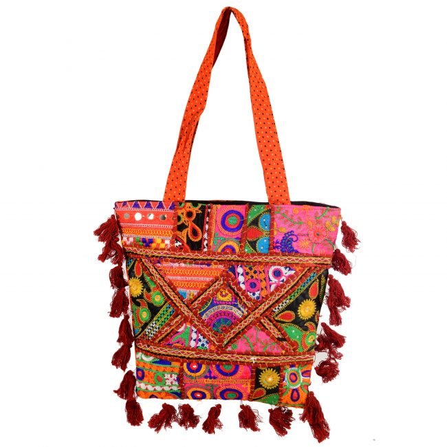 Cotton Orange & maroon Banjara Shoulder Bag
