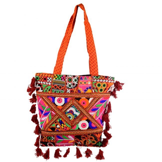 Cotton Orange & maroon Banjara Shoulder Bag