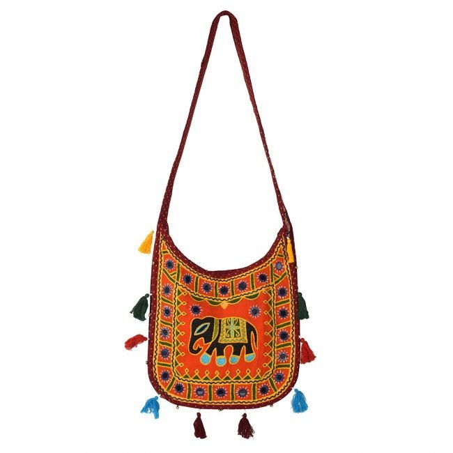 Cotton Bag Resham Embroidery Elephant U Shape