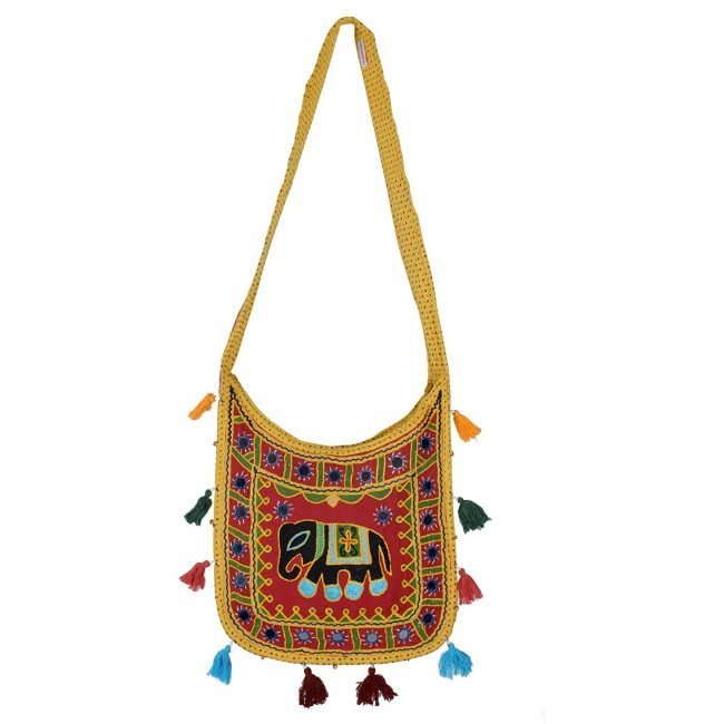 Cotton Bag Resham Embroidery Elephant U Shape