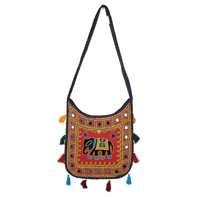 Cotton Bag Resham Embroidery Elephant U Shape