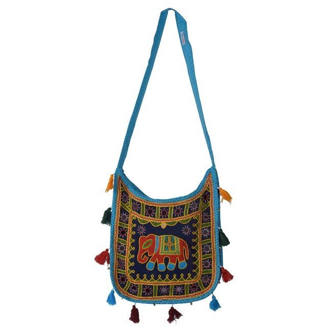 Cotton Bag Resham Embroidery Elephant U Shape