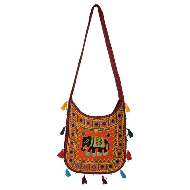 Cotton Bag Resham Embroidery Elephant U Shape