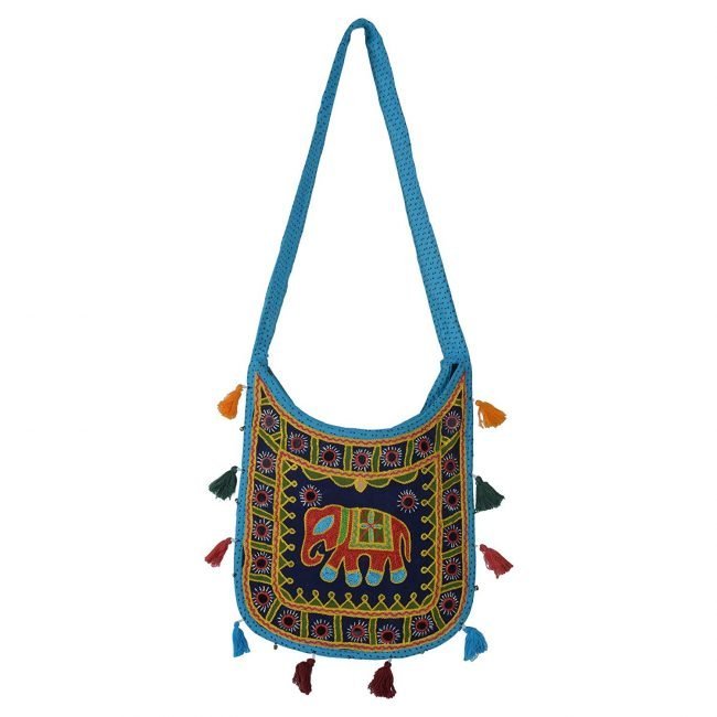 Cotton Bag Resham Embroidery Elephant U Shape