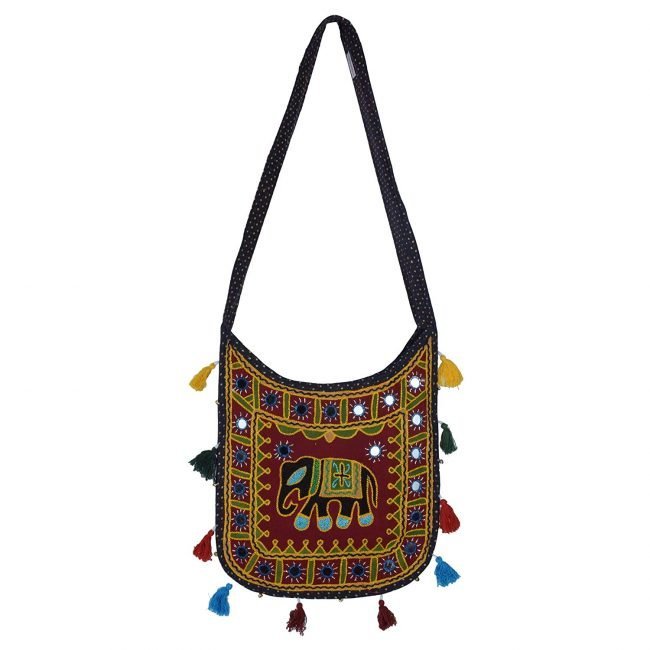 Cotton Bag Resham Embroidery Elephant U Shape