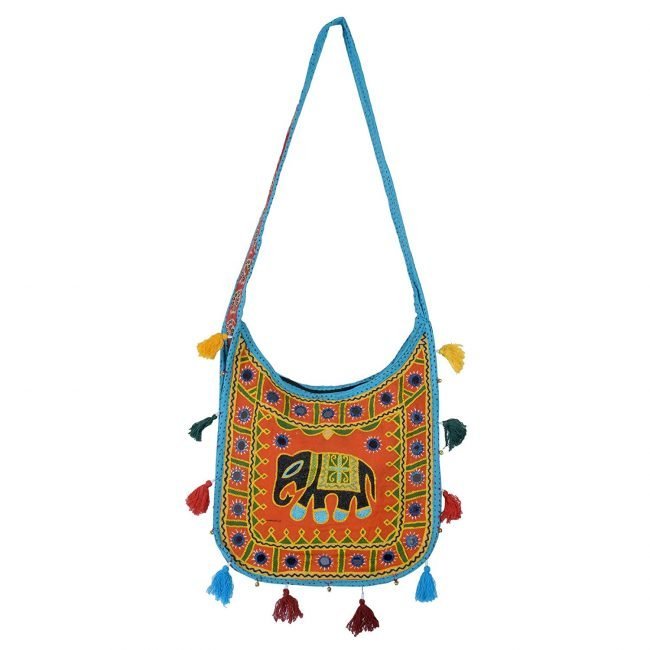 Cotton Bag Resham Embroidery Elephant U Shape