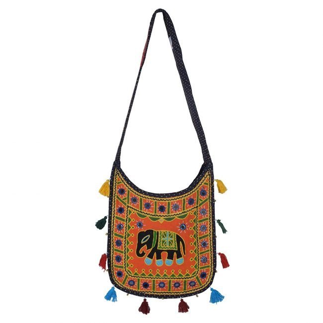 Cotton Bag Resham Embroidery Elephant U Shape
