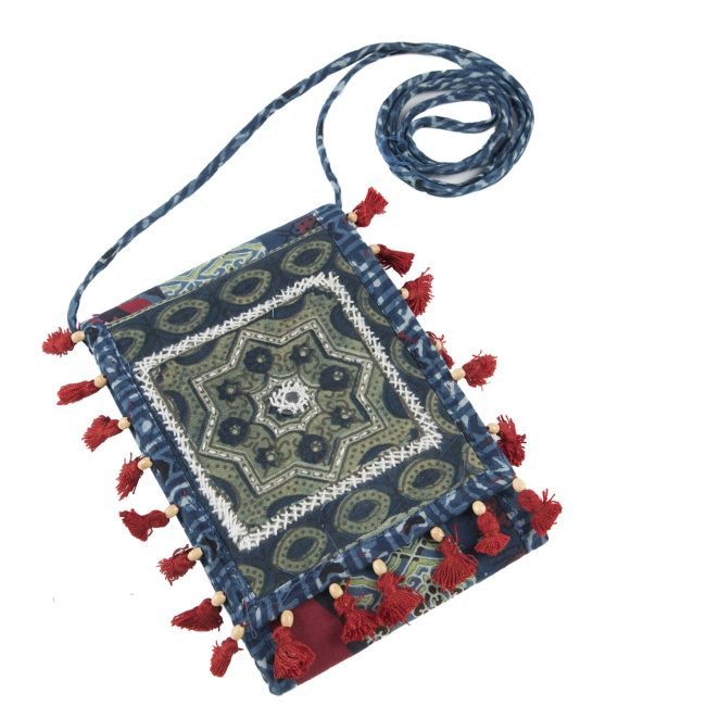 Hand Crafted Cotton vegetable Print 3 Fold Passport Bag