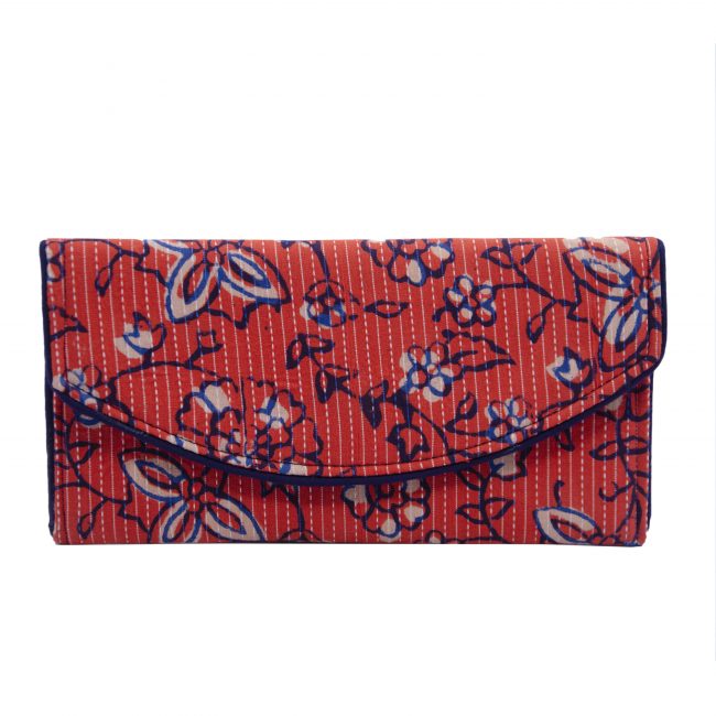 Handwoven Kantha Work Multicolor Medium Cotton Clutch Purse
