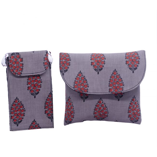 1+1 Combo Cotton Grey Handwoven Medium Size Bag